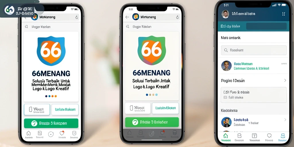Antarmuka aplikasi 66MENANG dengan berbagai pilihan desain logo.