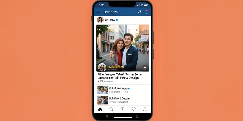 Tampilan antarmuka BENTO123 dengan berbagai pilihan filter Instagram.
