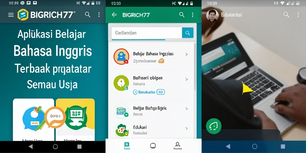 Antarmuka aplikasi BIGRICH77 yang intuitif dan menarik saat belajar Bahasa Inggris.