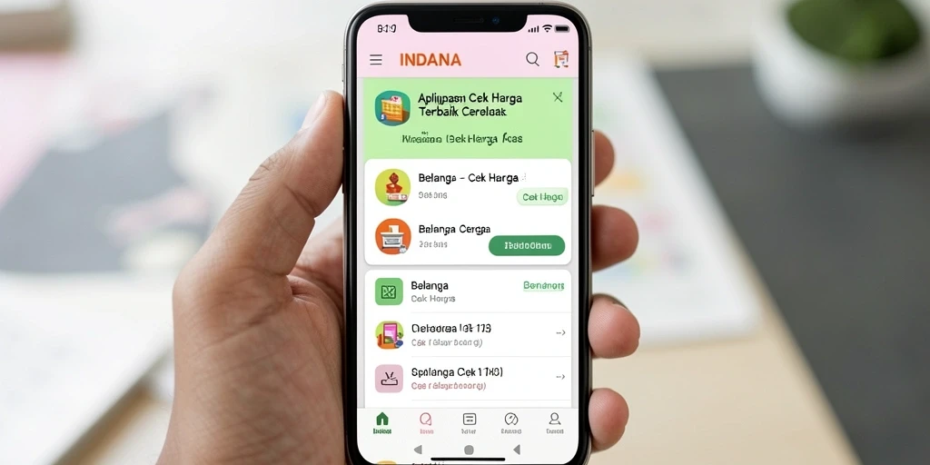 Antarmuka INDAAA yang intuitif dan mudah digunakan untuk cek harga.