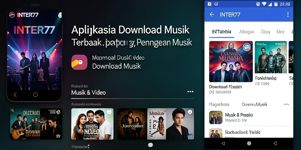 Tampilan antarmuka aplikasi INTER77 untuk Download Musik yang memukau.