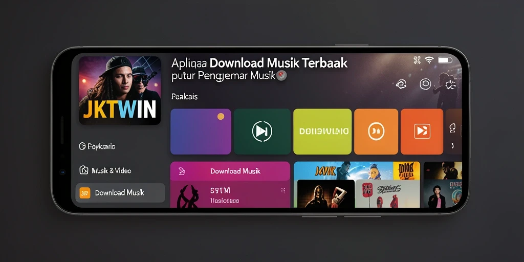 Tampilan antarmuka JKTWIN yang menarik dan fungsional untuk Download Musik.