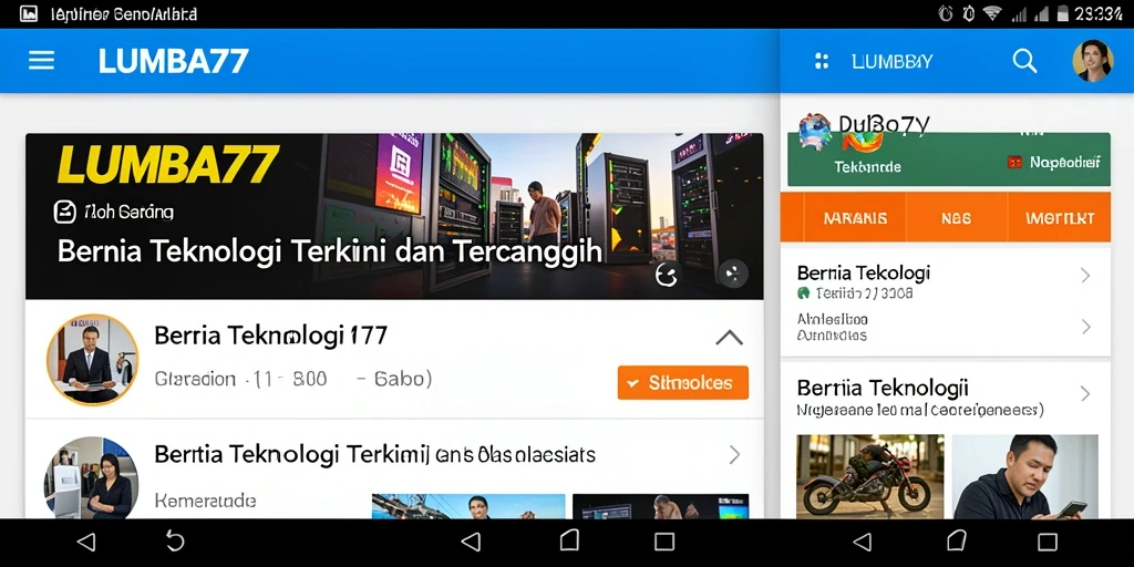 Tampilan antarmuka aplikasi LUMBA77 dengan berita teknologi terbaru.
