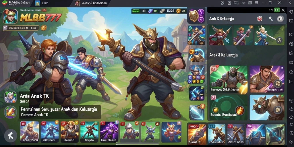 Antarmuka ceria dan interaktif dari MLBB777 untuk Game Anak TK.