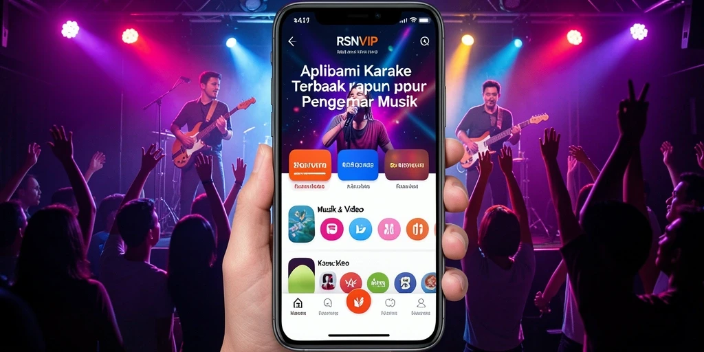 Tampilan antarmuka RSNVIP menunjukkan fitur karaoke yang menarik.