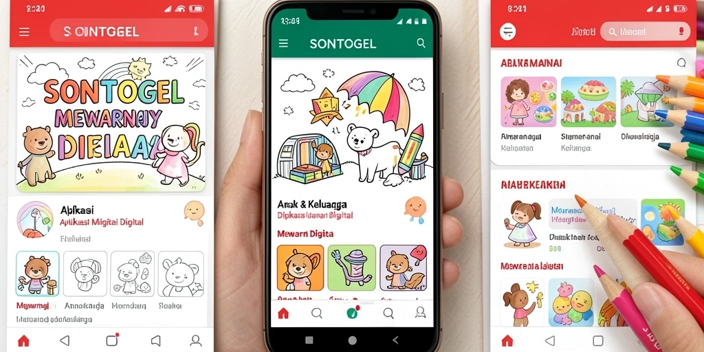 Antarmuka aplikasi SONTOGEL saat mewarnai digital.