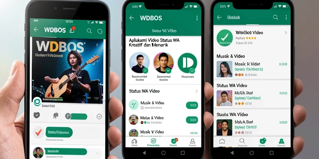 Tampilan antarmuka aplikasi WDBOS untuk Status WA Video.